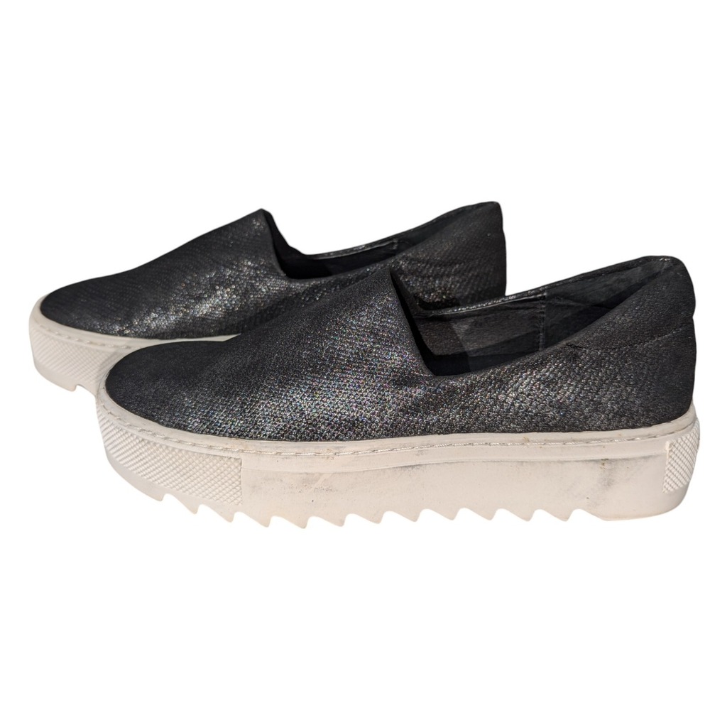 J Slides NYC Platform Slip-on Sneaker Metallic Black Size 6M US 1.5" Platform B1